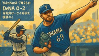 「2025年7月26日｜DeNA 0-2完封負け…ケイ好投も援護なく」