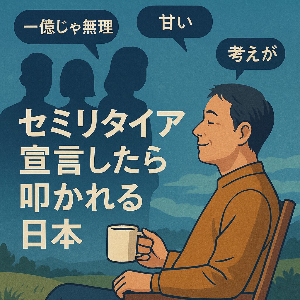 🟢 セミリタイア宣言したら叩かれる日本：嫉妬と共感のあいだで
