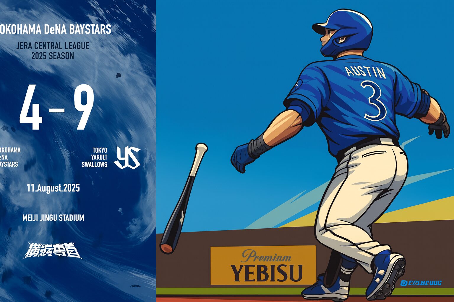 【2025年8月11日】大量失点も終盤反撃　DeNA、ヤクルトに敗れる　オースティン2発＆宮﨑4安打